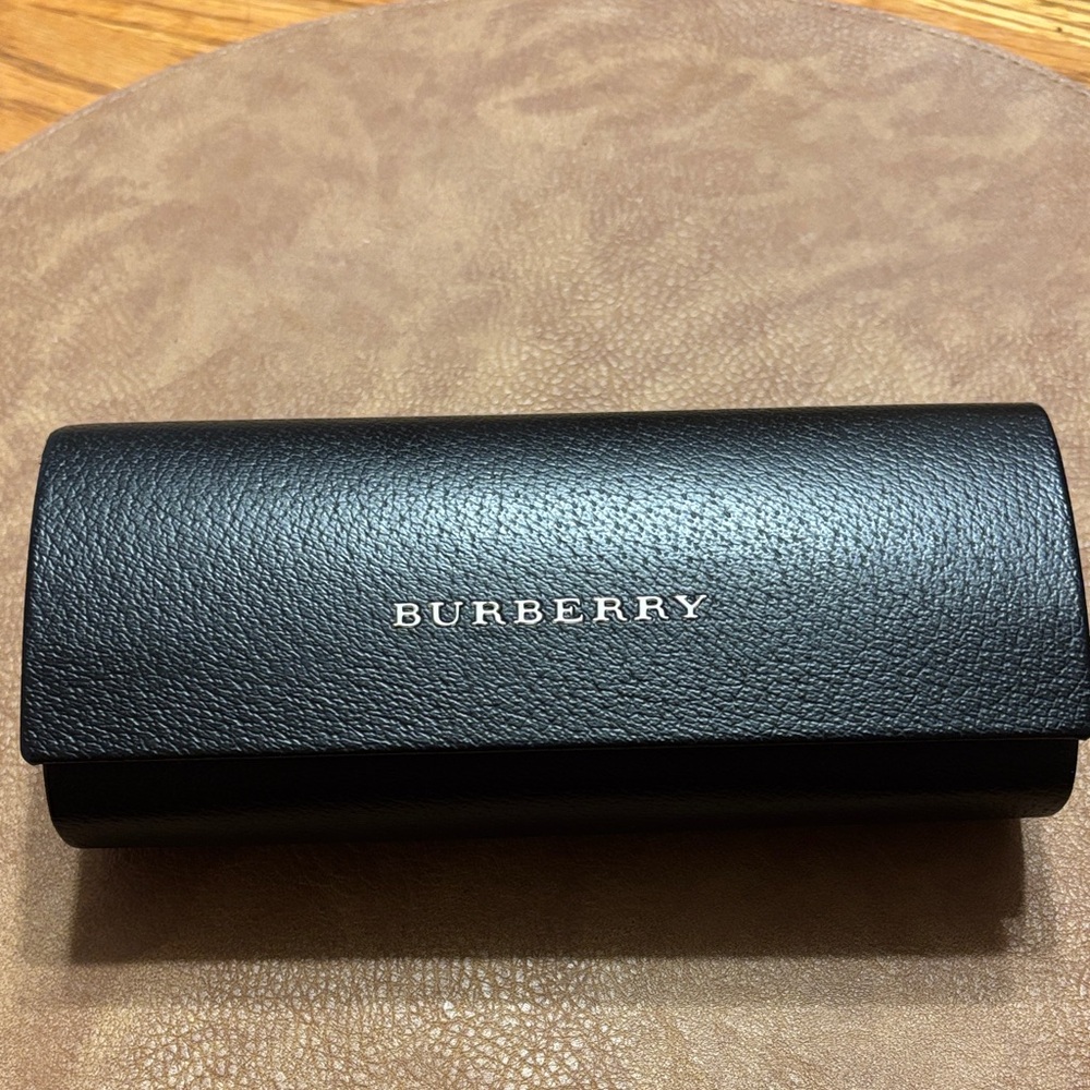 Burberry dark tortoise shell frame metal side sunglasses with carrying Case